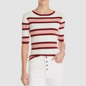 Frame Denim Pink and Red Ribbed Top